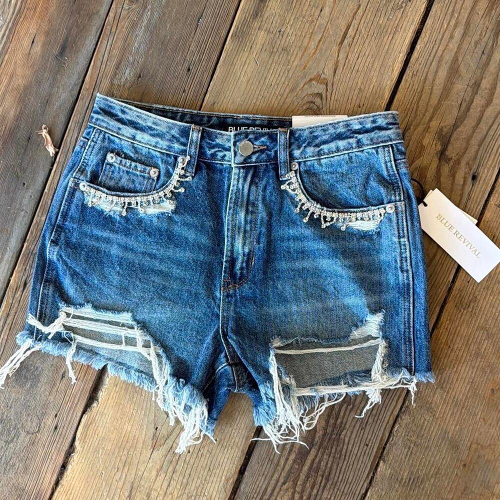Blue revival high rise distressed